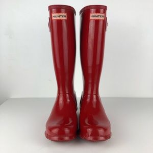 HUNTER Original Big Kid Red Gloss Rain Boots Size 4/5